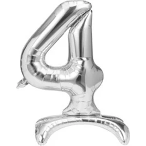 4 Yaş Gümüş Renkli Ayaklı Folyo Balon Rakam 32 Inç 80 cm
