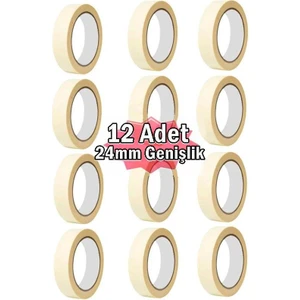 Bant Evi Maskeleme Bandı 12 Adet 24mmx25mt Kağıt Boyacı Bandı