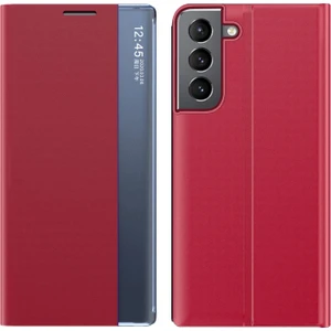 Galaxy S22 Için Darbeye Dayanıklı Kapaklı Görünüm Pencereli Deri Telefon Kılıfı - Kırmızı (Yurt Dışından)