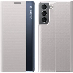Galaxy S22 Için Darbeye Dayanıklı Kapaklı Görünüm Pencereli Deri Telefon Kılıfı - Gümüş (Yurt Dışından)