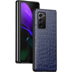 Galaxy Z Fold2 5g Için Çizilmeye Dayanıklı Timsah Derisi Kaplamalı Plastik Kılıf - Mavi (Yurt Dışından)