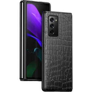 Galaxy Z Fold2 5g Için Çizilmeye Dayanıklı Timsah Derisi Kaplamalı Plastik Kılıf - Siyah (Yurt Dışından)
