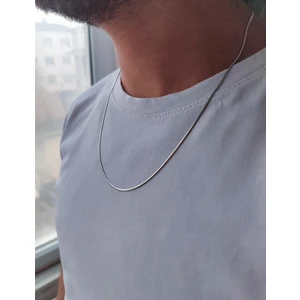 Paslanmaz Çelik Erkek Gümüş Renkli İtalyan İnce Yassı Kolye