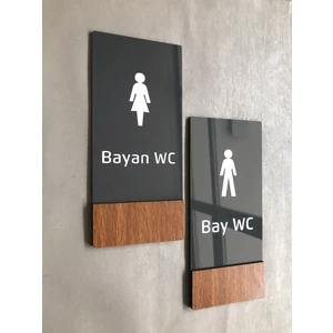 Wooden Serisi Dikey Wc Yönlendirme Levha Seti