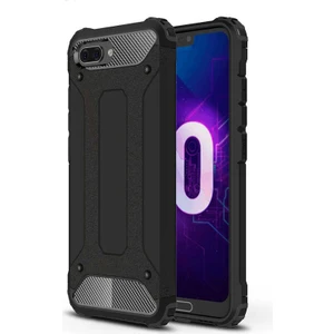 Case 4U Huawei Honor 10 Kılıf Military Armor Çift Katmanlı Crash Silikon Kılıf Siyah