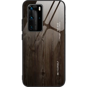 xPhone Store Huawei P40 Pro Uyumlu Ahşap Desenli Tpu Telefon Kılıfı -  Koyu Kahverengi   (Yurt Dışından)