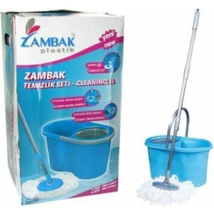 Mavi Renk Büyük Boy Otomatik Dönerli Mop Temizlik Seti Kutulu