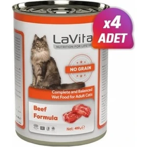 La Vital Adult Tahılsız Biftekli Yetişkin Kedi Konservesi 400 gr 4 Adet