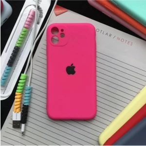 Milyon Kılıf Apple iPhone 11 Kılıf Logolu Fosfor Pembe Lansman Kılıf