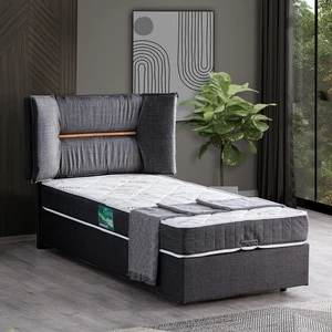 Lizbon Tek Kişilik Baza Başlık Comfort Yatak Seti - Antrasit