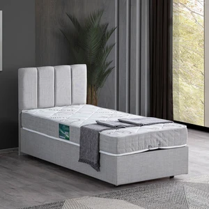 Defne Tek Kişilik Baza Başlık Comfort Yatak, Açık Gri