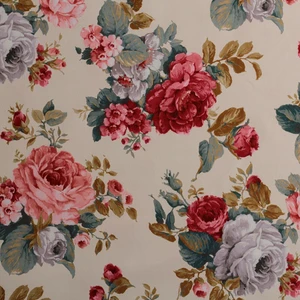 Benimol Krem Zemin Üzerine Baskılı Pudra Gri Renkli Desen Dijital Baskılı  Süet Kumaş