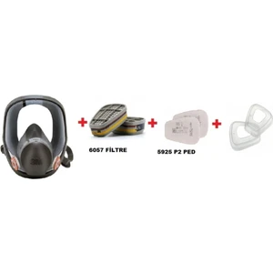 ™ 6800 Tam Yüz Gaz Maskesi +6057 Abe1 Filtre +5925 P2 Ped+ 501 Filtre Tutucu Kapak