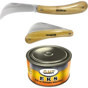 Burcu Aşı Bıçağı Aşılama Makası 19 Cm+ Aşı Macunu Seti Aşı Makası