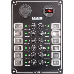 Switch Panel 12 Anahtar Şarj - Voltmetre Soketli Sigorta Paneli
