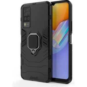 Vivo Y51 2020 Batman Serisi Yüzük Standlı Armor Kılıf - Siyah