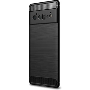 Google Pixel 6 Pro Brushed Carbon Fiber Silikon Kılıf - Siyah