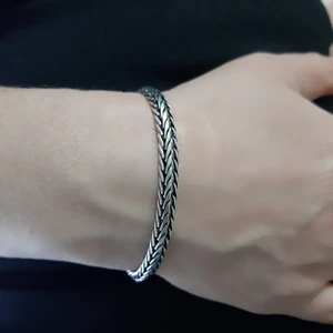 Bir Gümüş Aşkı 925 Ayar Gümüş Yassı Tilki Kuyruğu Model Erkek Bileklik 5.5 mm