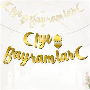 Süsle Bebek ve Parti İyi Bayramlar Metalik Altın Banner - 2.10 mt