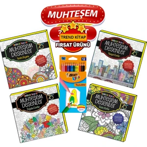 Karatay Yayınları Mandala Her Yaş Için Boyama Kitabı 4'lü - Faber Castell  Kuru Boya Kalemi 36'lı - Traş