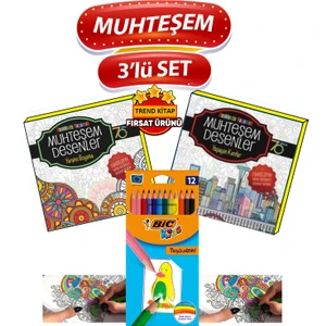 Yetişkinler için Mandala kitapları+Kuruboya kalemi