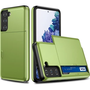 Samsung Galaxy S21 Fe Için Sürgülü Kart Tutucu Plastik + Tpu Hibrit Telefon Kılıfı (Yurt Dışından)
