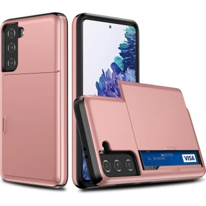 Samsung Galaxy S21 Fe Için Sürgülü Kart Tutucu Plastik + Tpu Hibrit Telefon Kılıfı (Yurt Dışından)