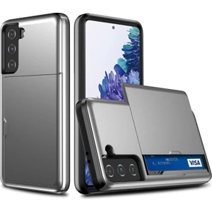 Samsung Galaxy S21 Fe Için Sürgülü Kart Tutucu Plastik + Tpu Hibrit Telefon Kılıfı (Yurt Dışından)