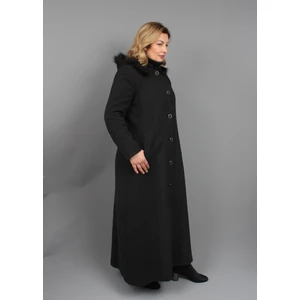 Glr & Gym Büyük Beden Anne Kışlık Kaşmir Siyah Manto