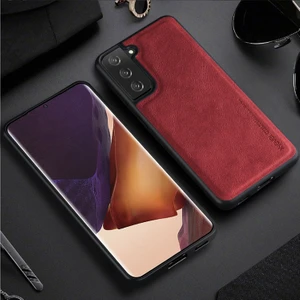 Galaxy S21 5g Için Vintage Stil Toza Darbeye Dayanıklı Pu Deri Kaplamalı Tpu Koruyucu Kılıf - Kırmızı (Yurt Dışından)