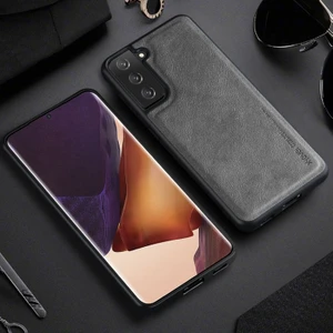 Galaxy S21 5g Için Vintage Stil Toza Darbeye Dayanıklı Pu Deri Kaplamalı Tpu Koruyucu Kılıf - Gri (Yurt Dışından)
