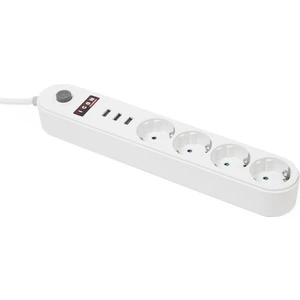 Akım Korumalı 4'lü Priz 3 Port USB Çoklu Grup Priz 2 Metre Kablo 10A