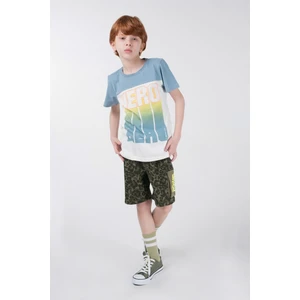 BRZ Collection Kontrast Renkli Baskılı Erkek Çocuk Kısa Kollu T-Shirt
