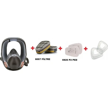 3M ™ 6800 Tam Yüz Gaz Maskesi +6057 Abe1 Filtre +5925 P2 Ped+ 501 Filtre Tutucu