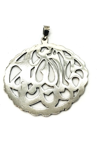 Nisa 925 Ayar Gümüş Allah Yazılı Tasarım Madalyon Kolye Ucu