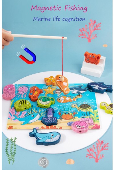 Ginson Çocuklar Için Balık Temalı Manyetik Oyuncak -Çok Renkli (Yurt Dışından)
