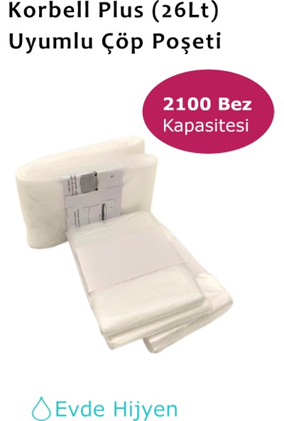 Korbellplus 26LT Uyumlu - 3 Adet Çöp Poşeti - 2100 Bez Kapasitesi