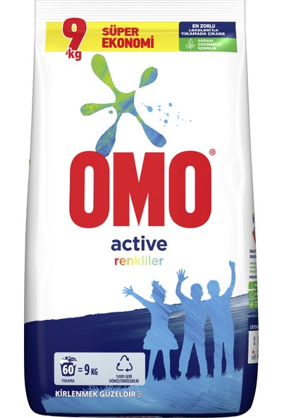 Omo Active Fresh Toz Çamaşır Deterjanı Renkliler İçin En Zorlu Lekeleri İlk Yıkamada Çıkarır 9 KG 60 Yıkama