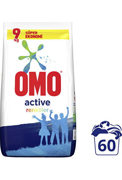Omo Active Fresh Toz Çamaşır Deterjanı Renkliler İçin En Zorlu Lekeleri İlk Yıkamada Çıkarır 9 KG 60 Yıkama