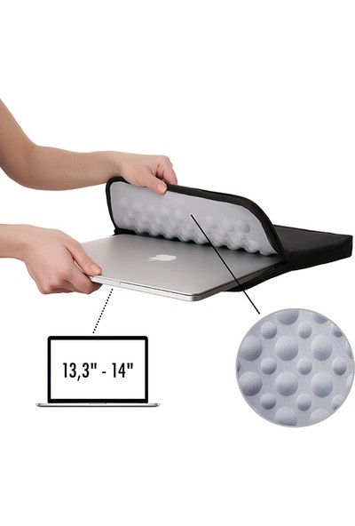İdabag Cover Trend 13.3"-14" Laptop MacBook Notebook Bilgisayar Kılıf Siyah