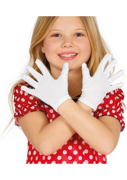 10 Adet 23 Nisan Için Beyaz Renk Likralı Çocuk Gösteri Pandomim Eldiveni 5-10 Yaş