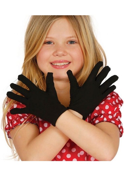 10 Adet 23 Nisan Için Siyah Renk Likralı Çocuk Gösteri Eldiveni 5-10 Yaş