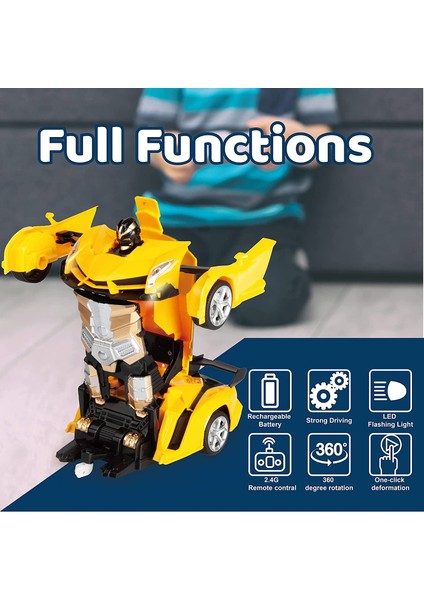 Uzaktan Kumandalı Araba, Çocuklar Için Robot Rc Arabaları Dönüştürün, 2.4ghz 1:18 Ölçekli Deformasyon Robot Oyuncak Arabaları