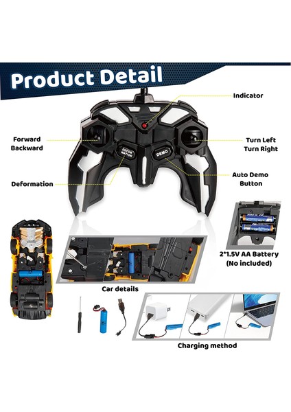 Uzaktan Kumandalı Araba, Çocuklar Için Robot Rc Arabaları Dönüştürün, 2.4ghz 1:18 Ölçekli Deformasyon Robot Oyuncak Arabaları