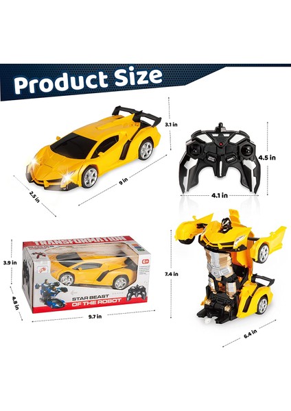 Uzaktan Kumandalı Araba, Çocuklar Için Robot Rc Arabaları Dönüştürün, 2.4ghz 1:18 Ölçekli Deformasyon Robot Oyuncak Arabaları