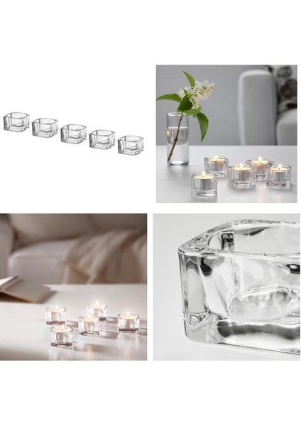 Glasıg Mumluk Cam Kalın Tealight Mumluk 5 Adet