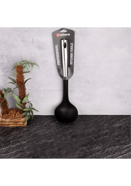 Silikon Metal Saplı Kepçe Mutfak Kepçesi 31 cm