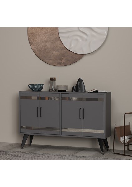 Ilda Antrasit Gümüş Pleksi Detaylı Konsol