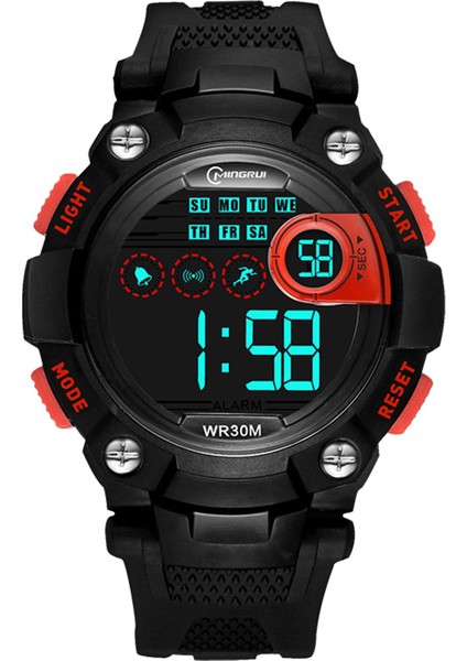 Spor Öğrencisi Kırmızı Için Elektronik Saat Su Geçirmez Çok Fonksiyonlu Alarm Aydınlık indirimleri