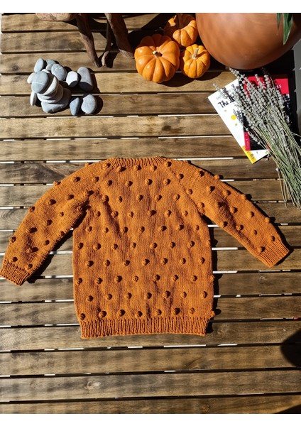 Handmade Ponponlu El Örgüsü Çocuk Hırkası